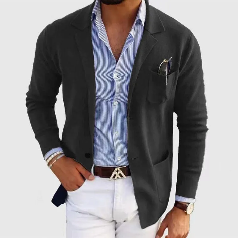 Men's Casual Notch Lapel Single-breasted Slim-fit Knitted Blazer 24243077M sold by Manly product image thumbnail 4
