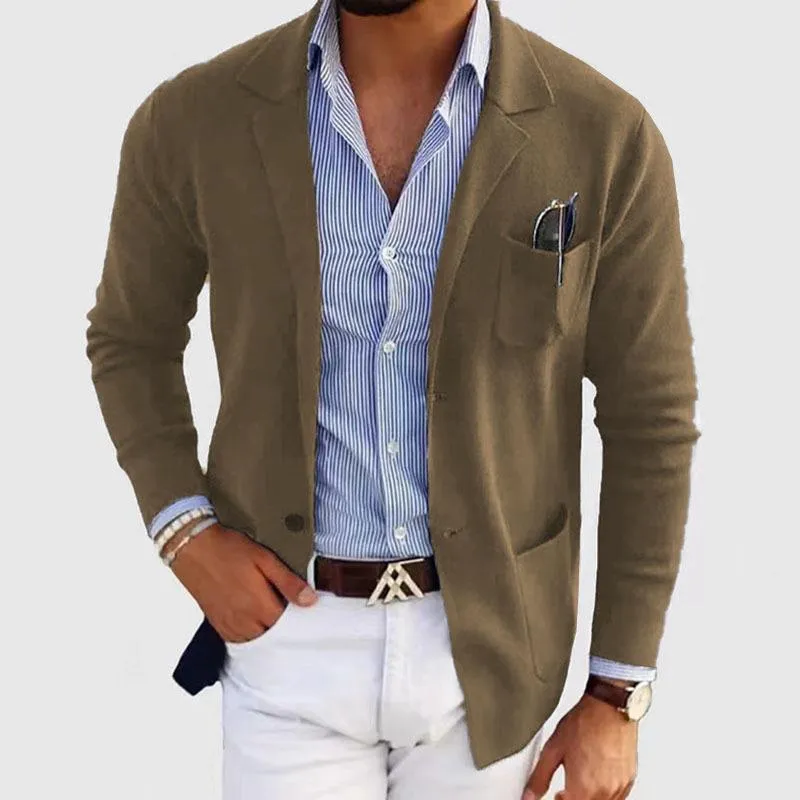 Men's Casual Notch Lapel Single-breasted Slim-fit Knitted Blazer 24243077M sold by Manly product image thumbnail 5