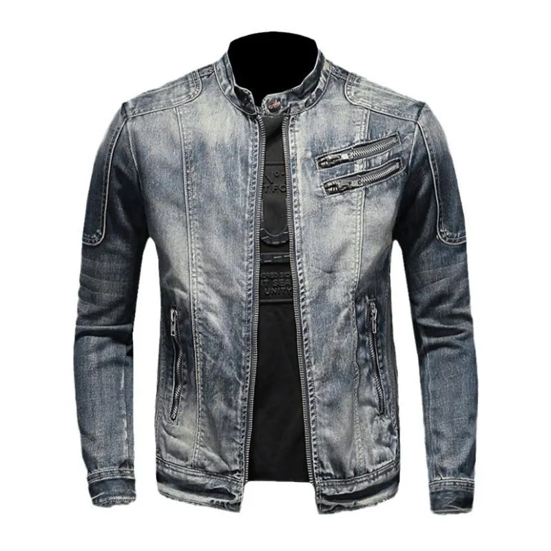 Men's Vintage Stand Collar Zipper Jacket Cycling Motorcycle Jacket 74082317M sold by Manly