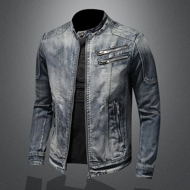 Men's Vintage Stand Collar Zipper Jacket Cycling Motorcycle Jacket 74082317M sold by Manly product image thumbnail 2