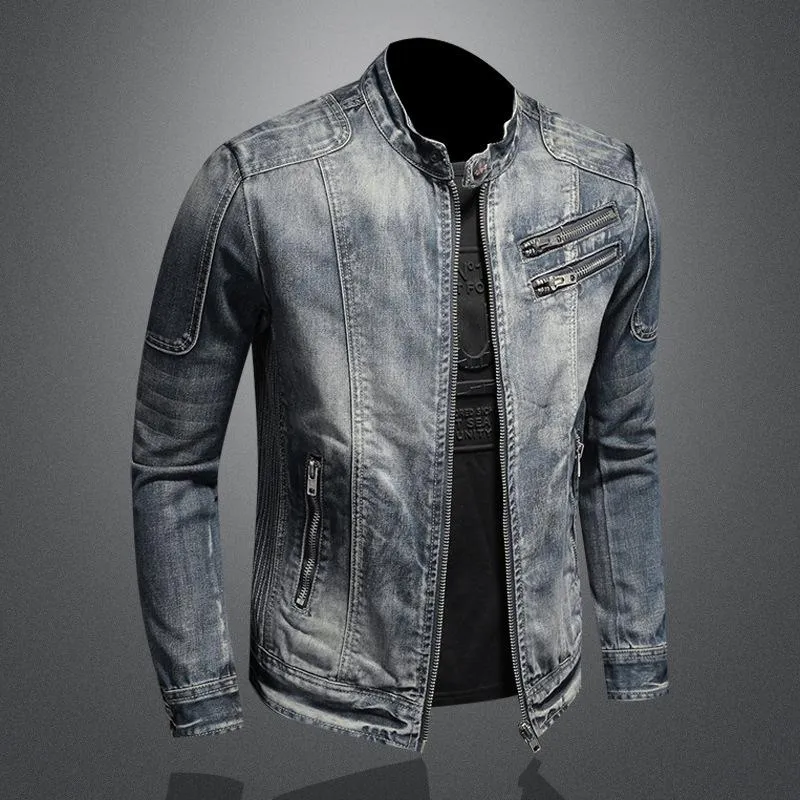 Men's Vintage Stand Collar Zipper Jacket Cycling Motorcycle Jacket 74082317M sold by Manly product image thumbnail 4