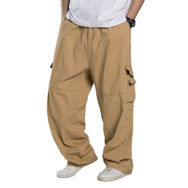 Men's Casual Solid Color Multi-pocket Loose Outdoor Cargo Pants 25906947M sold by Manly