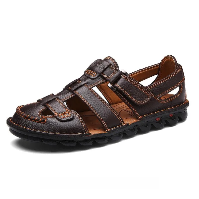 Men's Leather Sandals Casual Beach Shoes 57189079Z sold by Manly