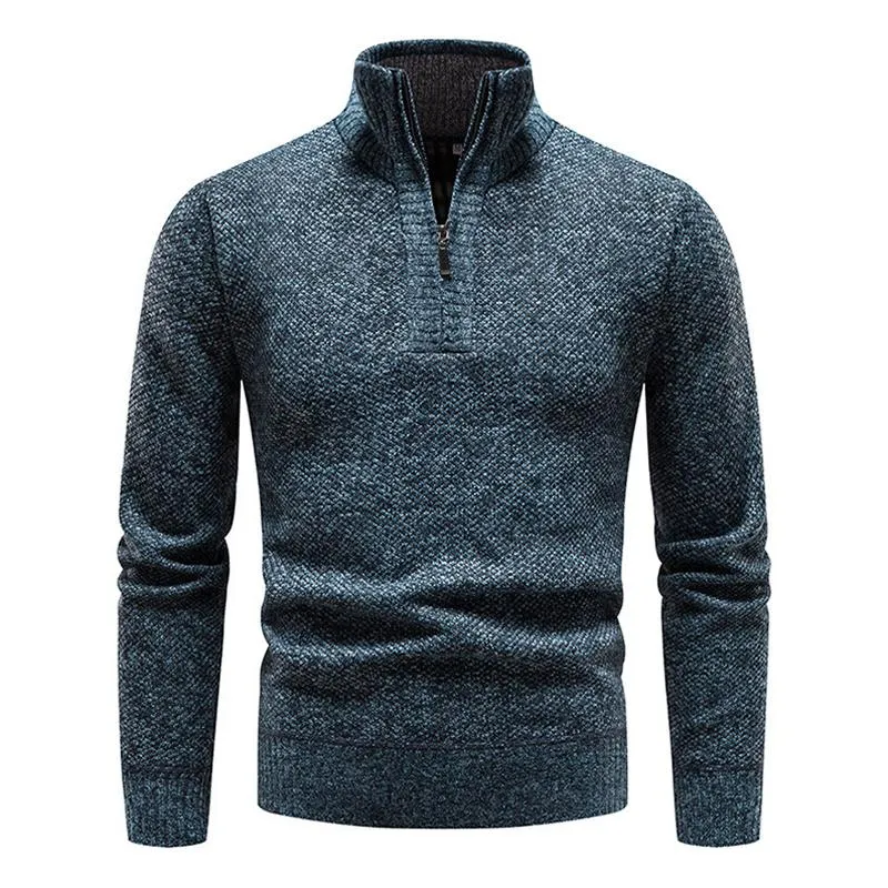 Men's Solid Color Zip High Collar Knit Casual Sweater 91245047Z sold by Manly product image thumbnail 4