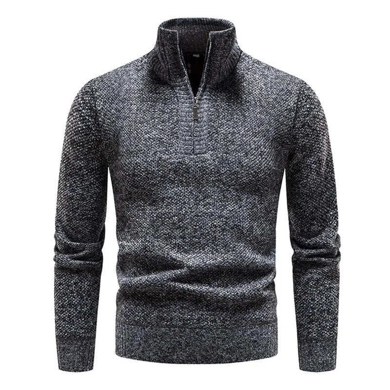 Men's Solid Color Zip High Collar Knit Casual Sweater 91245047Z sold by Manly product image thumbnail 2