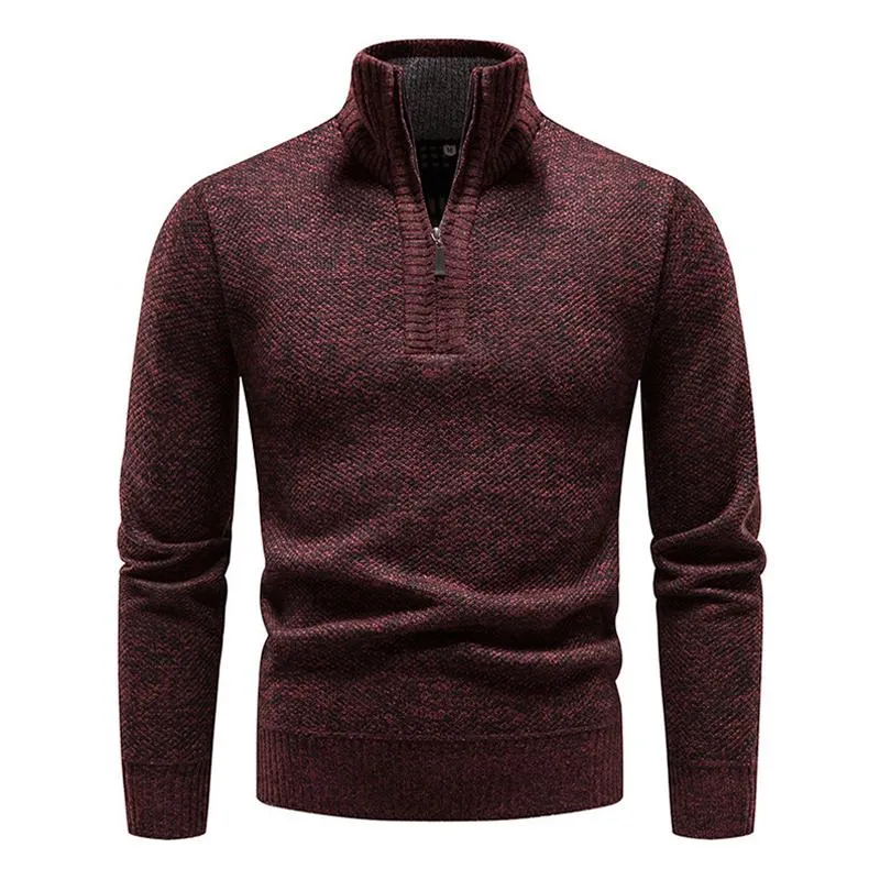 Men's Solid Color Zip High Collar Knit Casual Sweater 91245047Z sold by Manly product image thumbnail 3