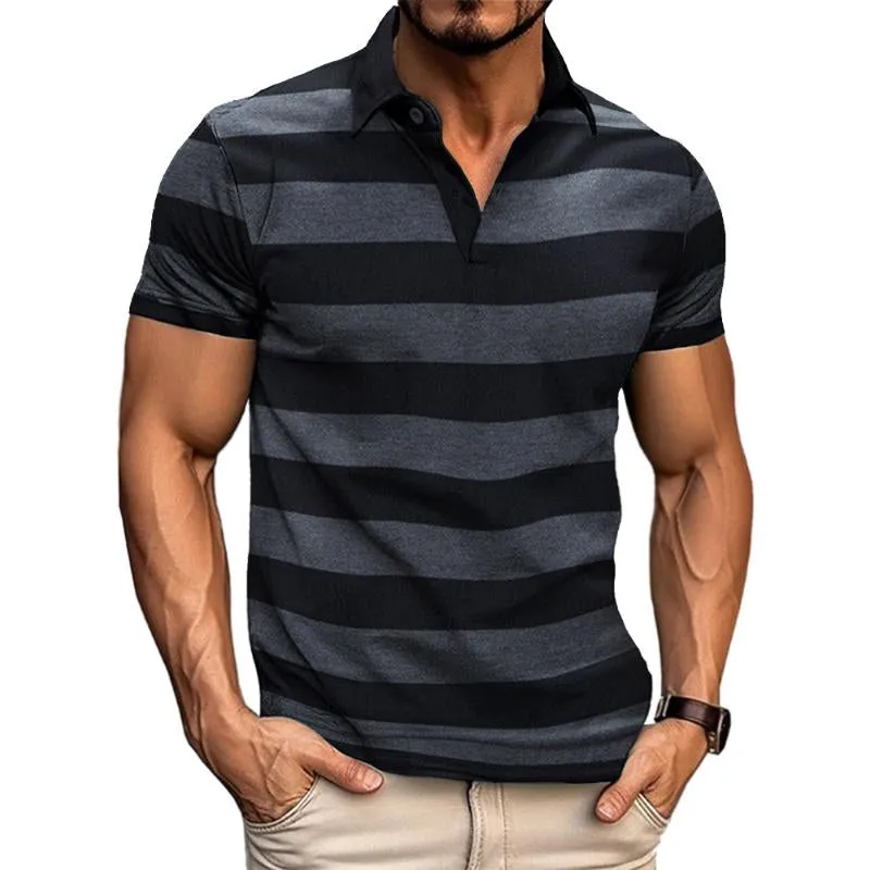 Men's Casual Striped Polo Shirt 86062649TO sold by Manly