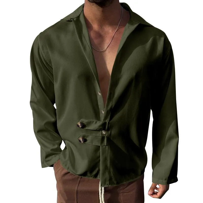 Men's Casual Loose Lapel Button Long Sleeve Shirt 22880207M sold by Manly product image thumbnail 3