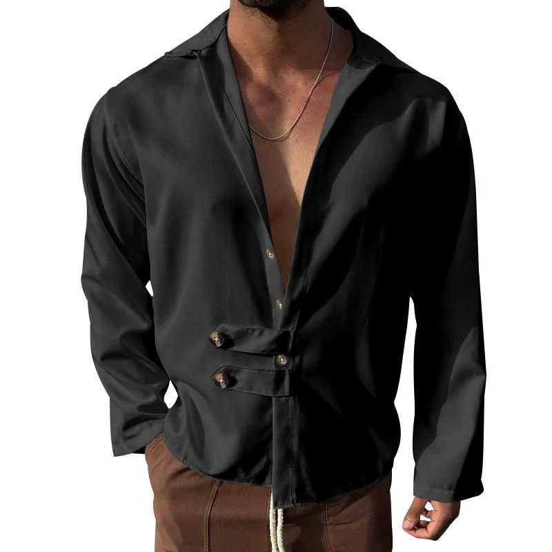 Men's Casual Loose Lapel Button Long Sleeve Shirt 22880207M sold by Manly product image thumbnail 2