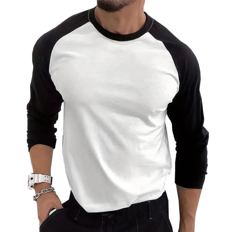 Men's Colorblock Round Neck Loose Breathable Short Sleeve T-Shirt 52207608X sold by Manly