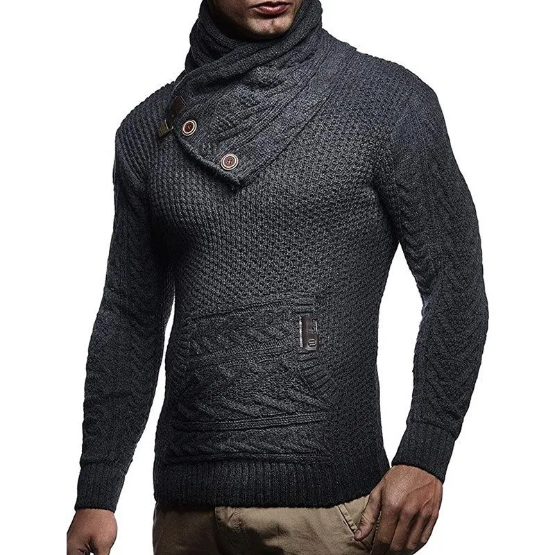 Men's Retro Solid Button Collar Pullover Sweater 51303809X sold by Manly product image thumbnail 4