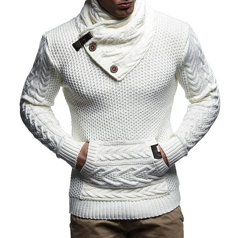 Men's Retro Solid Button Collar Pullover Sweater 51303809X sold by Manly product image thumbnail 2