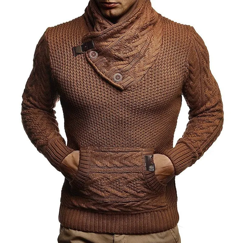 Men's Retro Solid Button Collar Pullover Sweater 51303809X sold by Manly