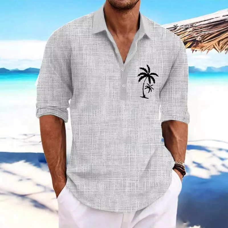 Men's Printed Linen Lapel Long Sleeve Casual Shirt 64322031Z sold by Manly product image thumbnail 2