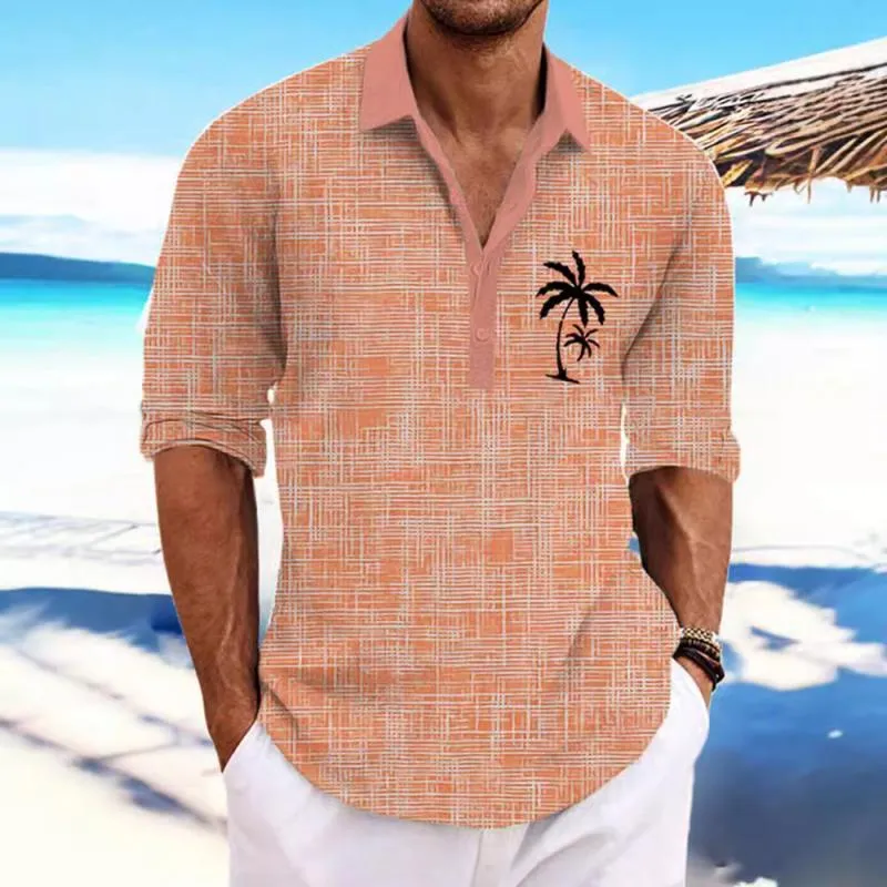 Men's Printed Linen Lapel Long Sleeve Casual Shirt 64322031Z sold by Manly product image thumbnail 4