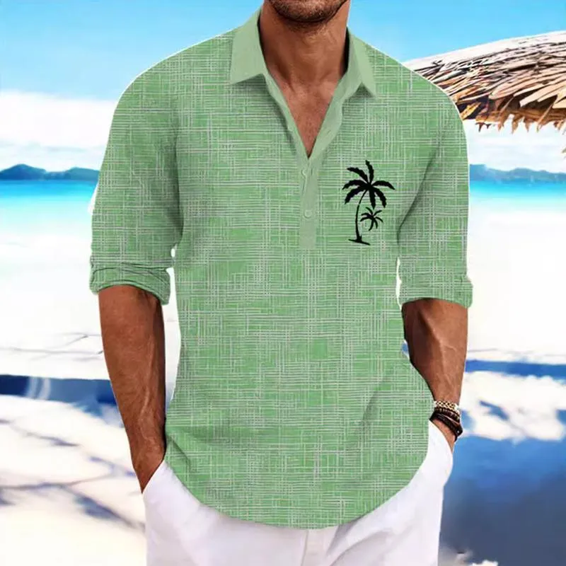 Men's Printed Linen Lapel Long Sleeve Casual Shirt 64322031Z sold by Manly product image thumbnail 3