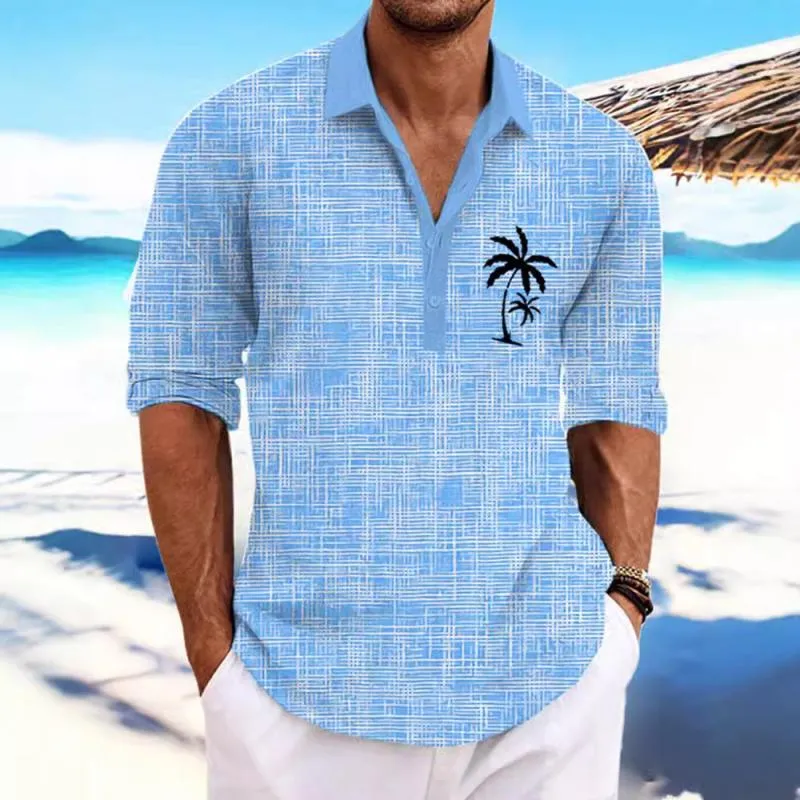 Men's Printed Linen Lapel Long Sleeve Casual Shirt 64322031Z sold by Manly product image thumbnail 5