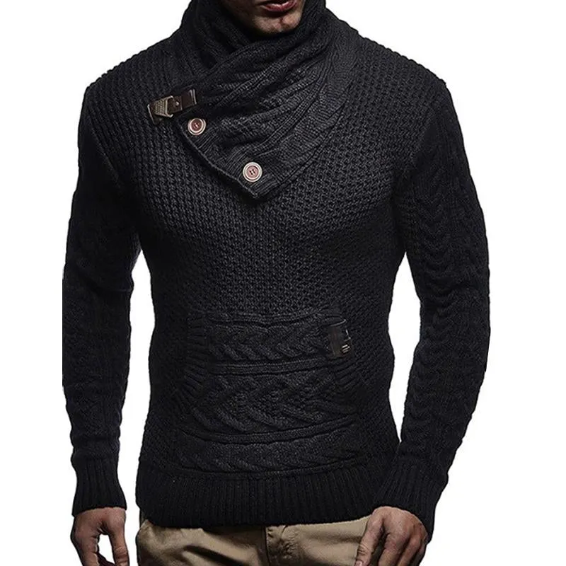 Men's Retro Solid Button Collar Pullover Sweater 51303809X sold by Manly product image thumbnail 3