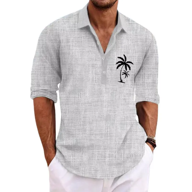 Men's Printed Linen Lapel Long Sleeve Casual Shirt 64322031Z sold by Manly