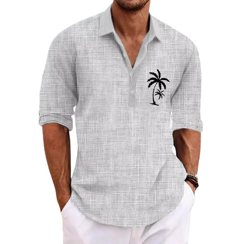 Men's Printed Linen Lapel Long Sleeve Casual Shirt 64322031Z sold by Manly