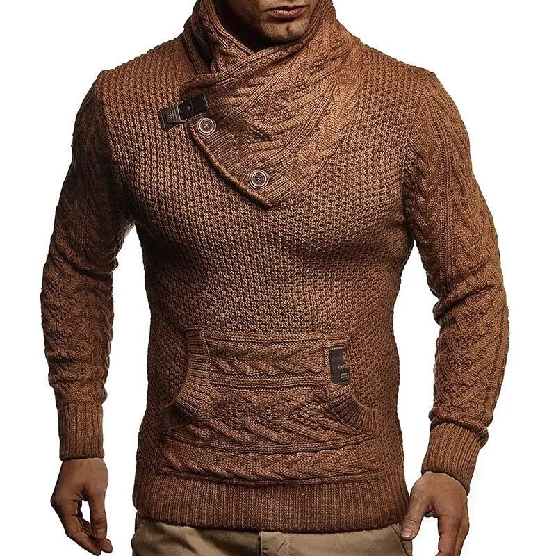 Men's Retro Solid Button Collar Pullover Sweater 51303809X sold by Manly product image thumbnail 5