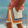 Men's Retro Striped Color Block Drawstring Beach Shorts 66535038TO sold by Manly