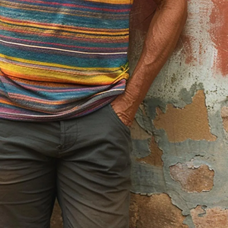 Men's Rainbow Print V-Neck Short Sleeve T-Shirt 36161975X sold by Manly product image thumbnail 3
