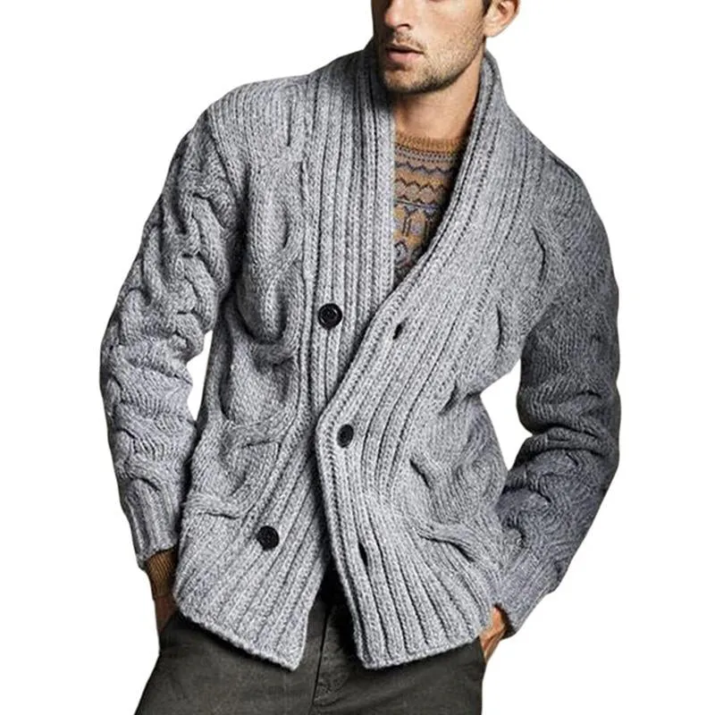 Men's Solid Color Long Sleeve Knit Sweater Jacket 09159392X sold by Manly product image thumbnail 4