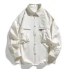 Men's Casual Solid Color Workwear Loose Long Sleeve Shirt 65266845M sold by Manly