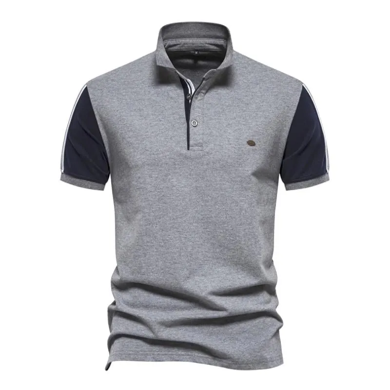 Men's Casual Cotton Contrast Lapel Short Sleeve Polo Shirt 66893030M sold by Manly