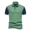 Men's Casual Cotton Contrast Lapel Short Sleeve Polo Shirt 66893030M sold by Manly