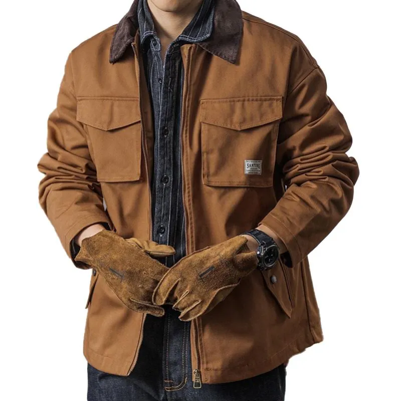 Men's Vintage Solid Color Multi-Pocket Safari Jacket 96610428Y sold by Manly