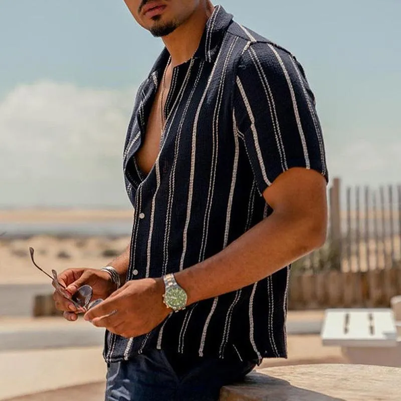 Men's Casual Striped Printed Short Sleeve Shirt 54511500Y sold by Manly product image thumbnail 3