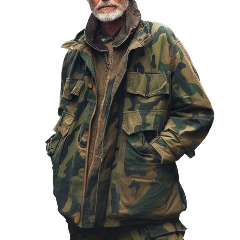 Men's Camouflage Multi-pocket Outdoor Thin Mid-length Coat 82336616X sold by Manly