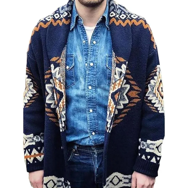 Men's Long Sleeve Loose Jacquard Knit Cardigan 13458039M sold by Manly