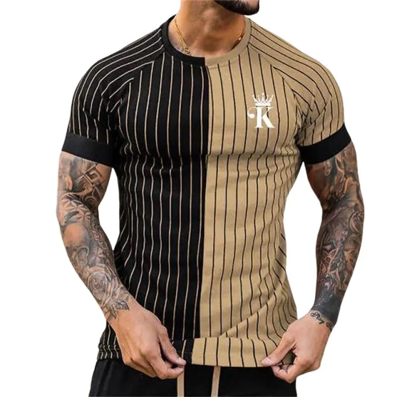 Men's Casual Striped K Round Neck Short Sleeve T-shirt 79927333TO sold by Manly