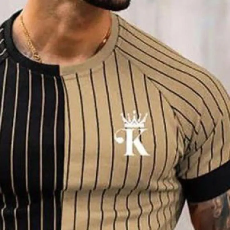 Men's Casual Striped K Round Neck Short Sleeve T-shirt 79927333TO sold by Manly product image thumbnail 3