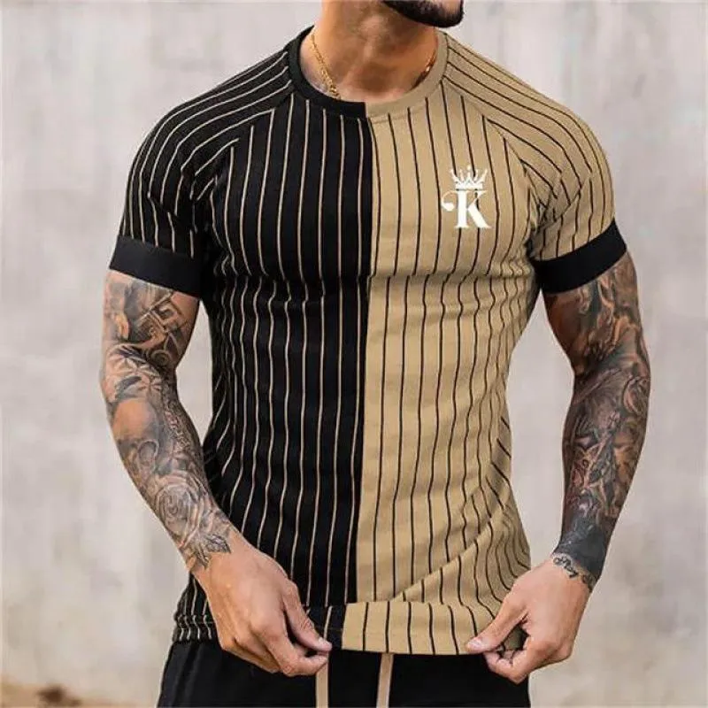 Men's Casual Striped K Round Neck Short Sleeve T-shirt 79927333TO sold by Manly product image thumbnail 2