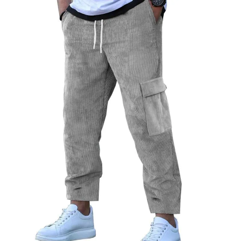 Men's Corduroy Sport Loose Straight Multi Pocket Pants 26046515M sold by Manly