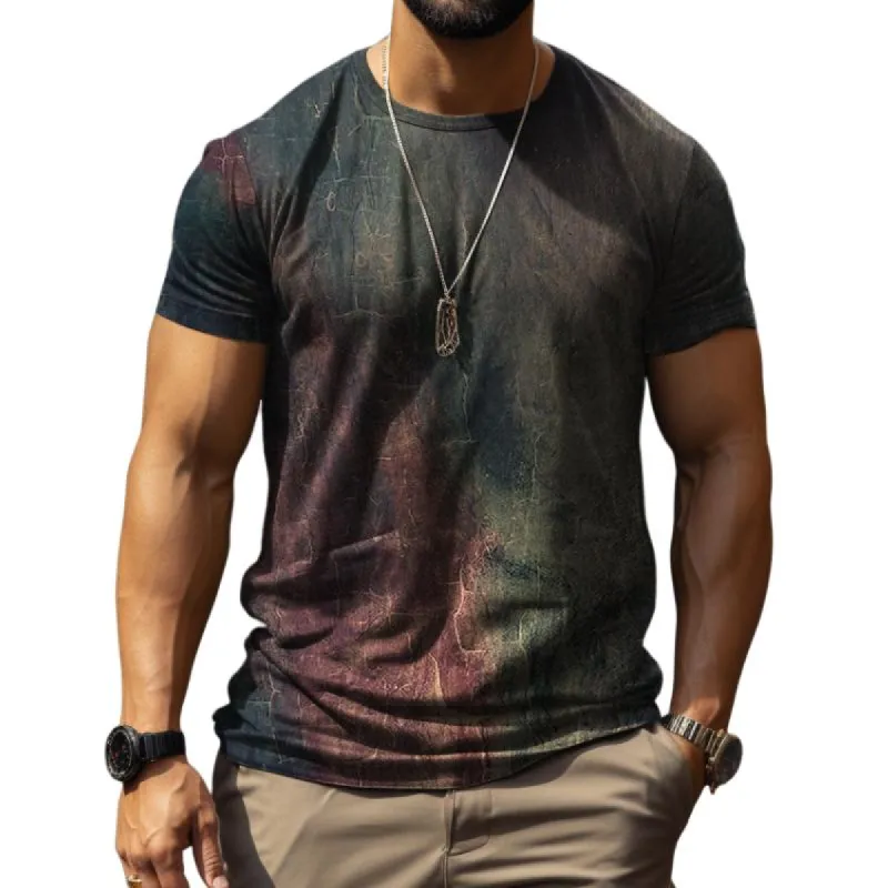 Men's Retro Crew Neck Printed Short Sleeve T-Shirt 07478622TO sold by Manly