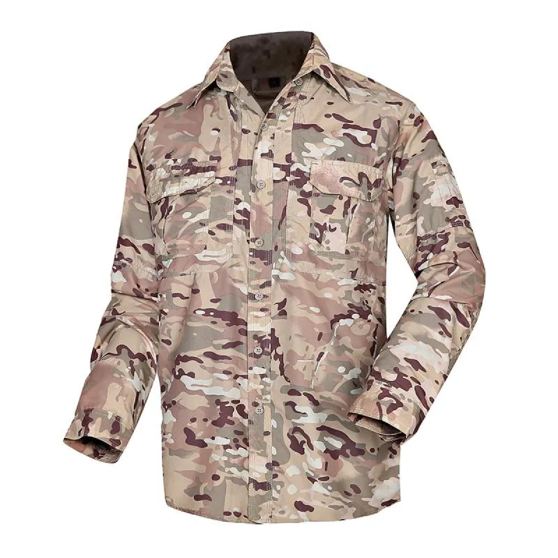 Men's Casual Outdoor Camouflage Windproof Quick Dry Lapel Long Sleeve Workwear Shirt 48577761M sold by Manly