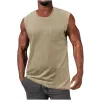 Men's Knitted Vertical Striped Chest Pocket Sleeveless Tank Top 93872839Y sold by Manly