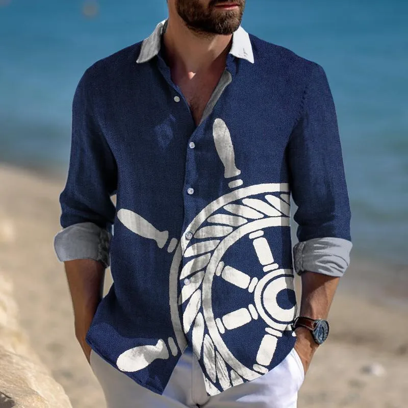 Men's Vintage Anchor Lapel Long Sleeve Shirt 56930036TO sold by Manly product image thumbnail 2