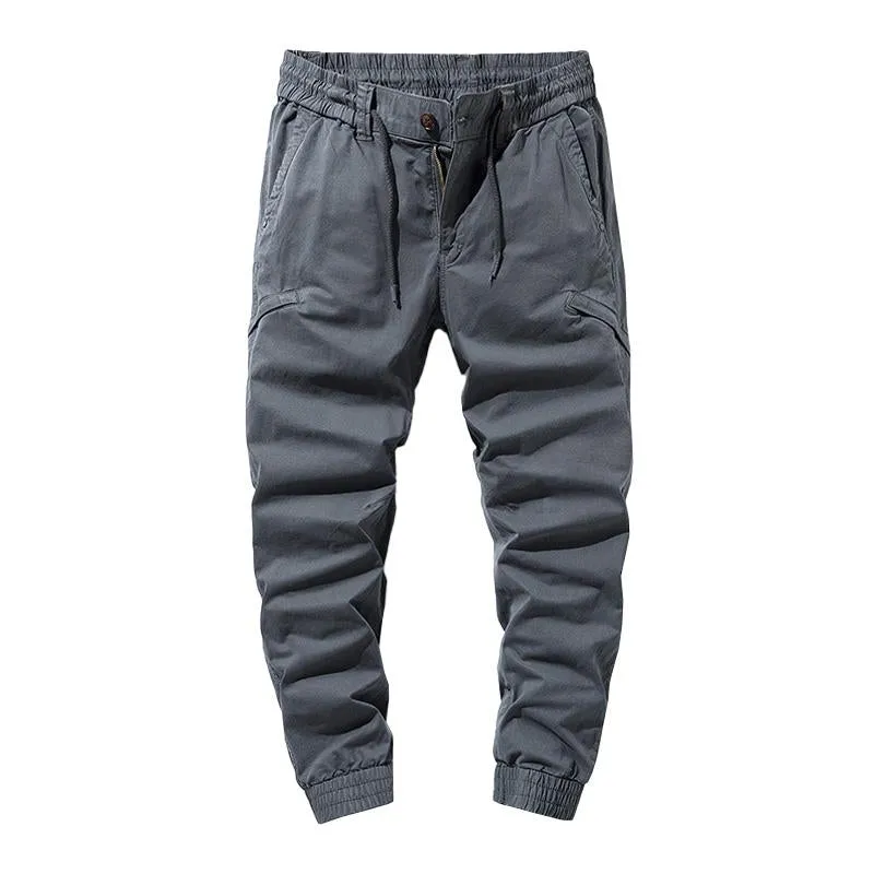 Men's Casual Solid Color Cotton Multi-Pockets Elastic Waist Cargo Pants 34479237M sold by Manly product image thumbnail 3