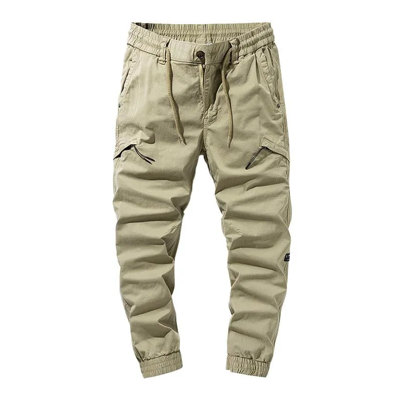 Men's Casual Solid Color Cotton Multi-Pockets Elastic Waist Cargo Pants 34479237M sold by Manly product image thumbnail 4