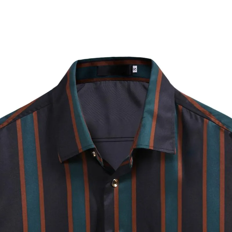 Men's Lapel Striped Long Sleeve Shirt 62840408Z sold by Manly product image thumbnail 5