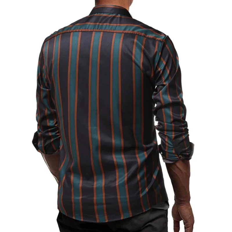 Men's Lapel Striped Long Sleeve Shirt 62840408Z sold by Manly product image thumbnail 4