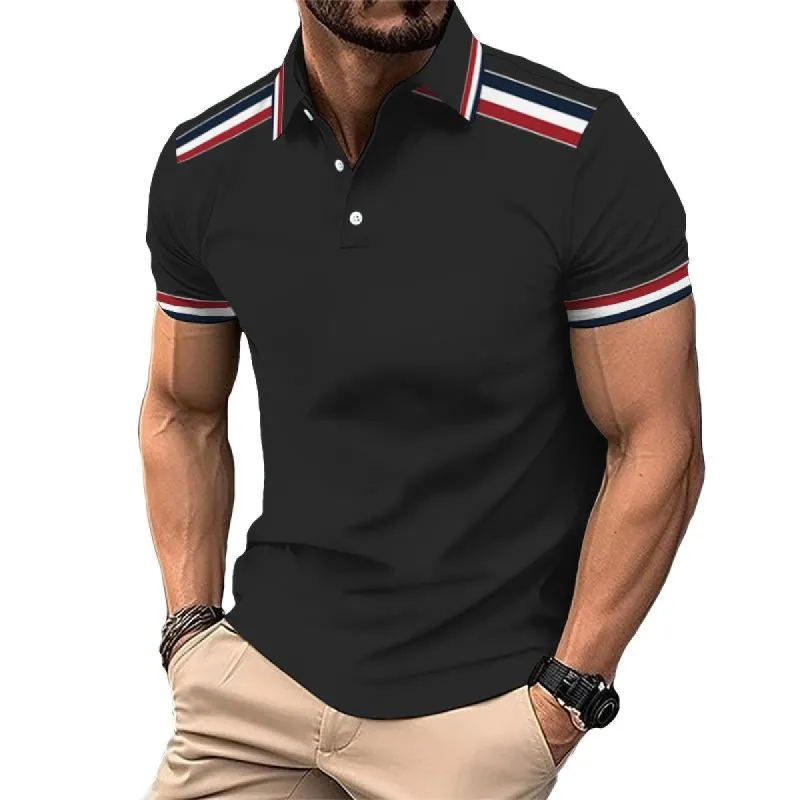 Men's Casual Striped Racing Short Sleeve Polo Shirt 56925296TO sold by Manly