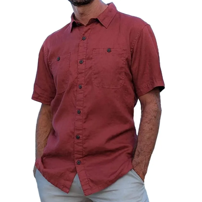 Men's Solid Lapel Breast Pockets Short Sleeve Cargo Shirt 07370325Z sold by Manly