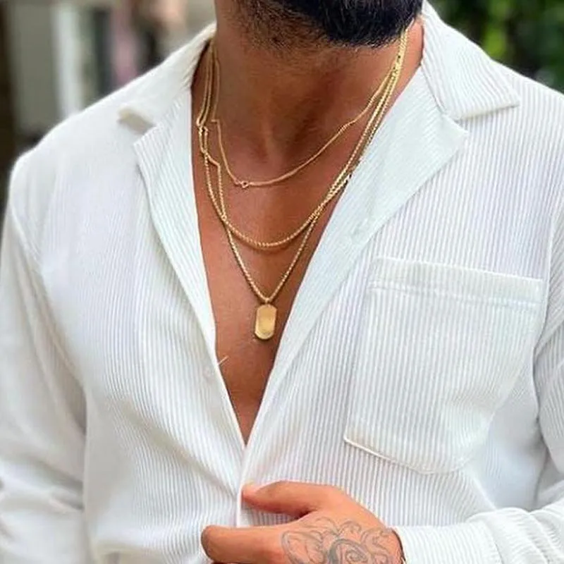 Men's Solid Color Thin Corduroy Lapel Long Sleeve Shirt 91539142Z sold by Manly product image thumbnail 3